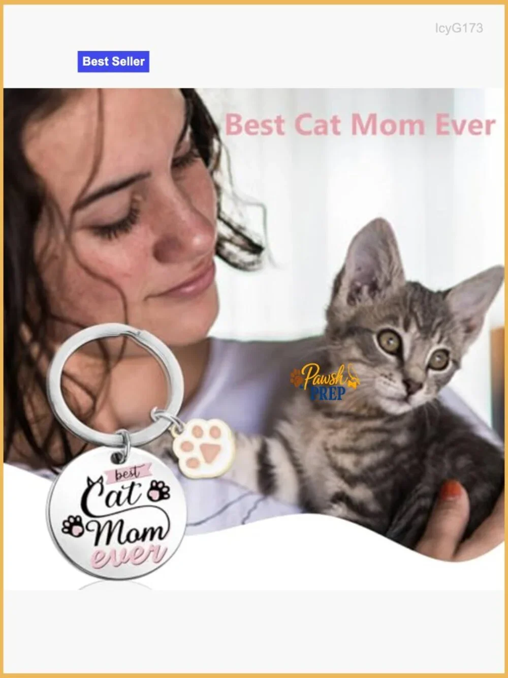 Stainless Steel Cat Mom Keychain Gift for Women Pet Lovers